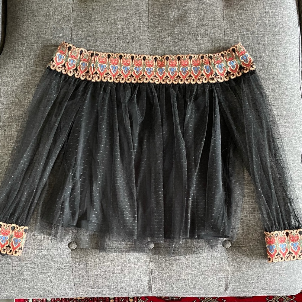 Off-Shoulder Dressy Top with Embroidery Size 10